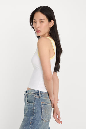 SUPER STRETCH RINGER TANK | WHITE001