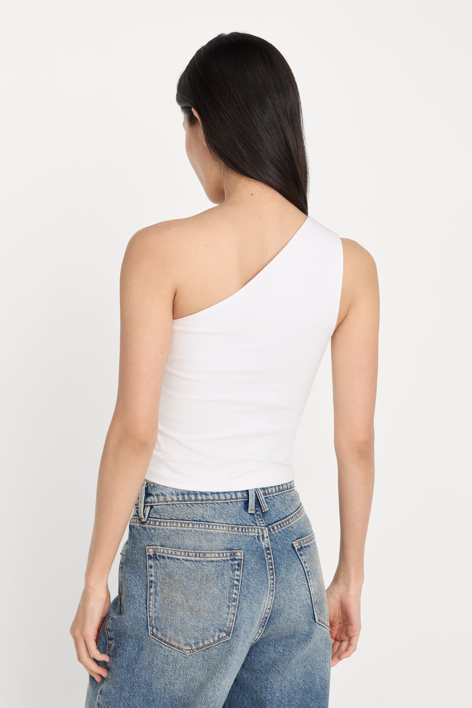 SUPER STRETCH ONE SHOULDER TANK | WHITE001