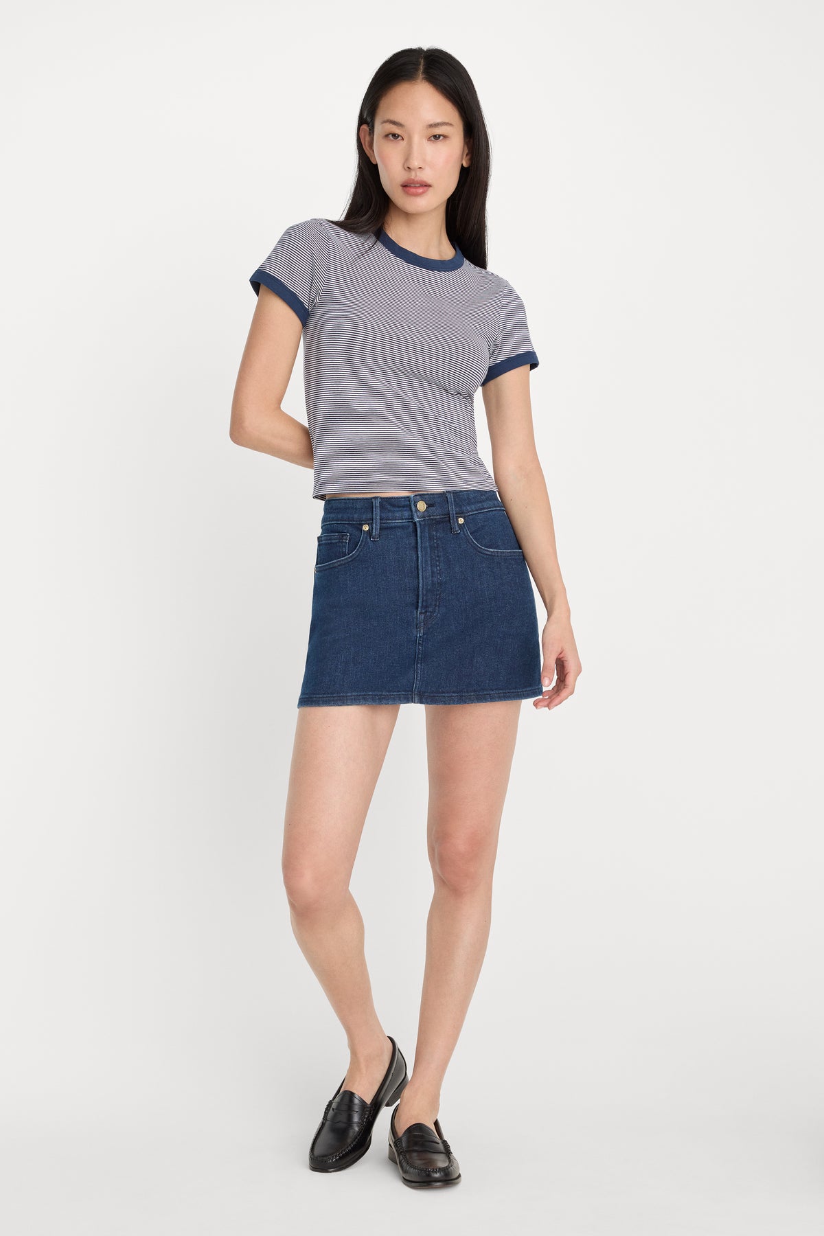 SUPER STRETCH BABY RINGER TEE | HORIZON STRIPE