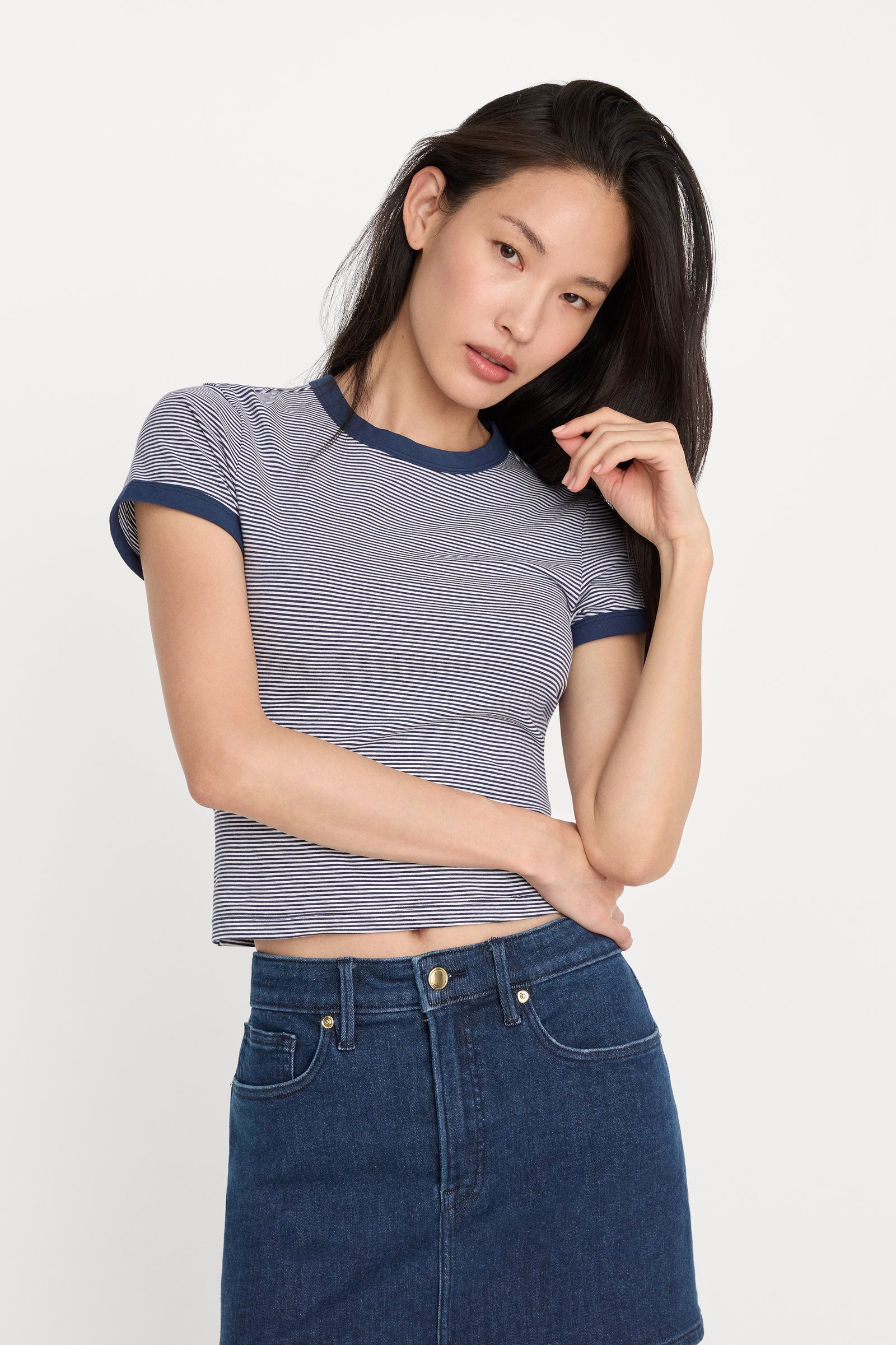 SUPER STRETCH BABY RINGER TEE | HORIZON STRIPE