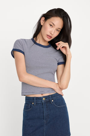 SUPER STRETCH BABY RINGER TEE | HORIZON STRIPE