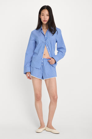 POPLIN CLASSIC BOXY SHIRT | BLUE &amp; WHITE STRIPE
