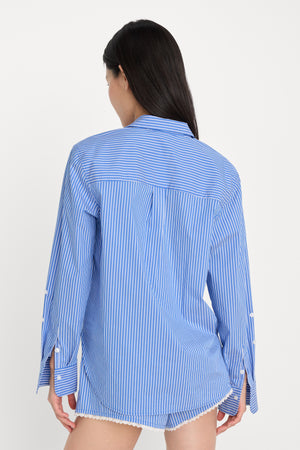 POPLIN CLASSIC BOXY SHIRT | BLUE &amp; WHITE STRIPE