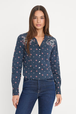 DOLLY TAILORED POPLIN SHIRT | NEW NAVY BANDANA PRINT