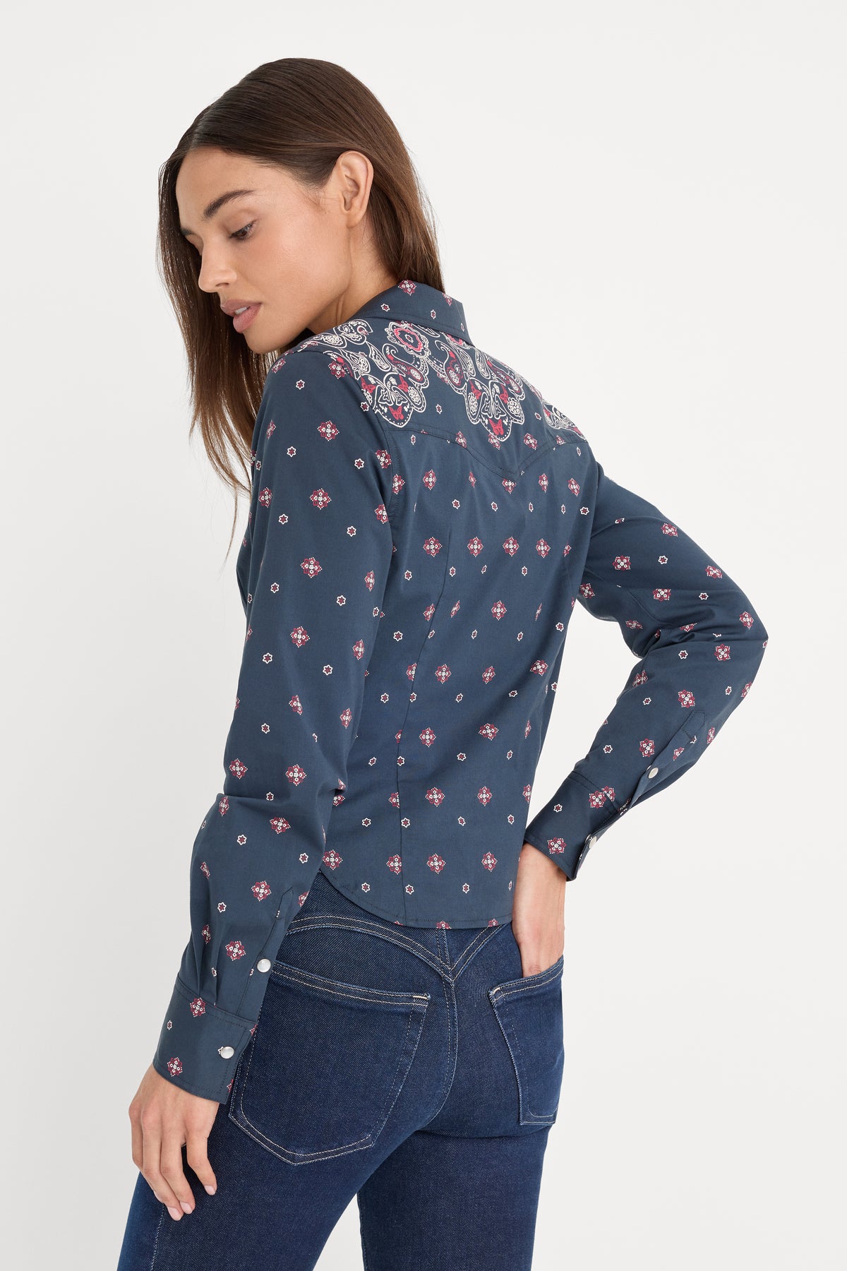 DOLLY TAILORED POPLIN SHIRT | NEW NAVY BANDANA PRINT