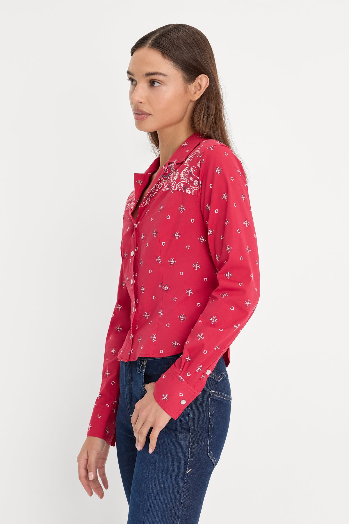 DOLLY TAILORED POPLIN SHIRT | FLARE BANDANA PRINT