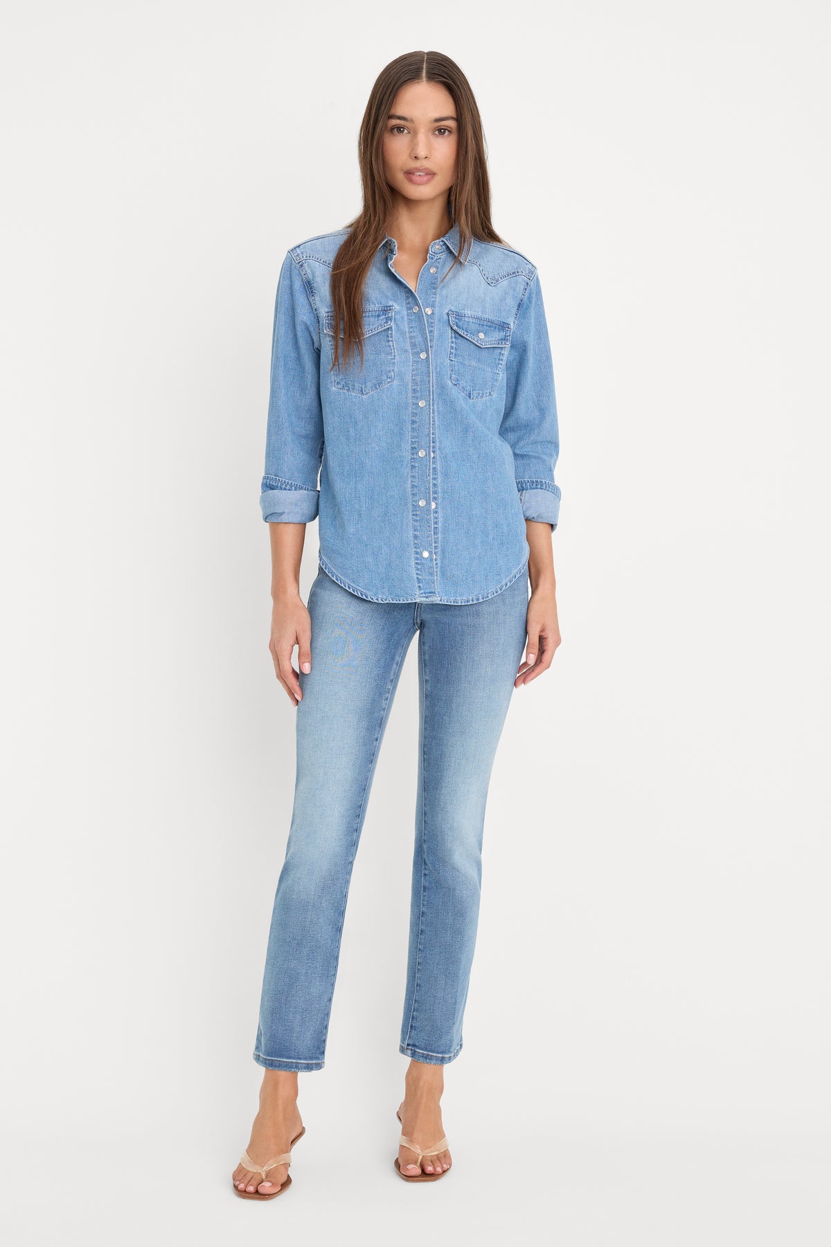 DOLLY SLIM FIT DENIM SHIRT | LIGHT BLUE