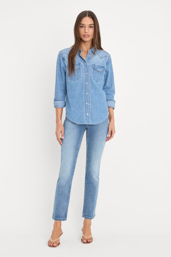 DOLLY SLIM FIT DENIM SHIRT | LIGHT BLUE