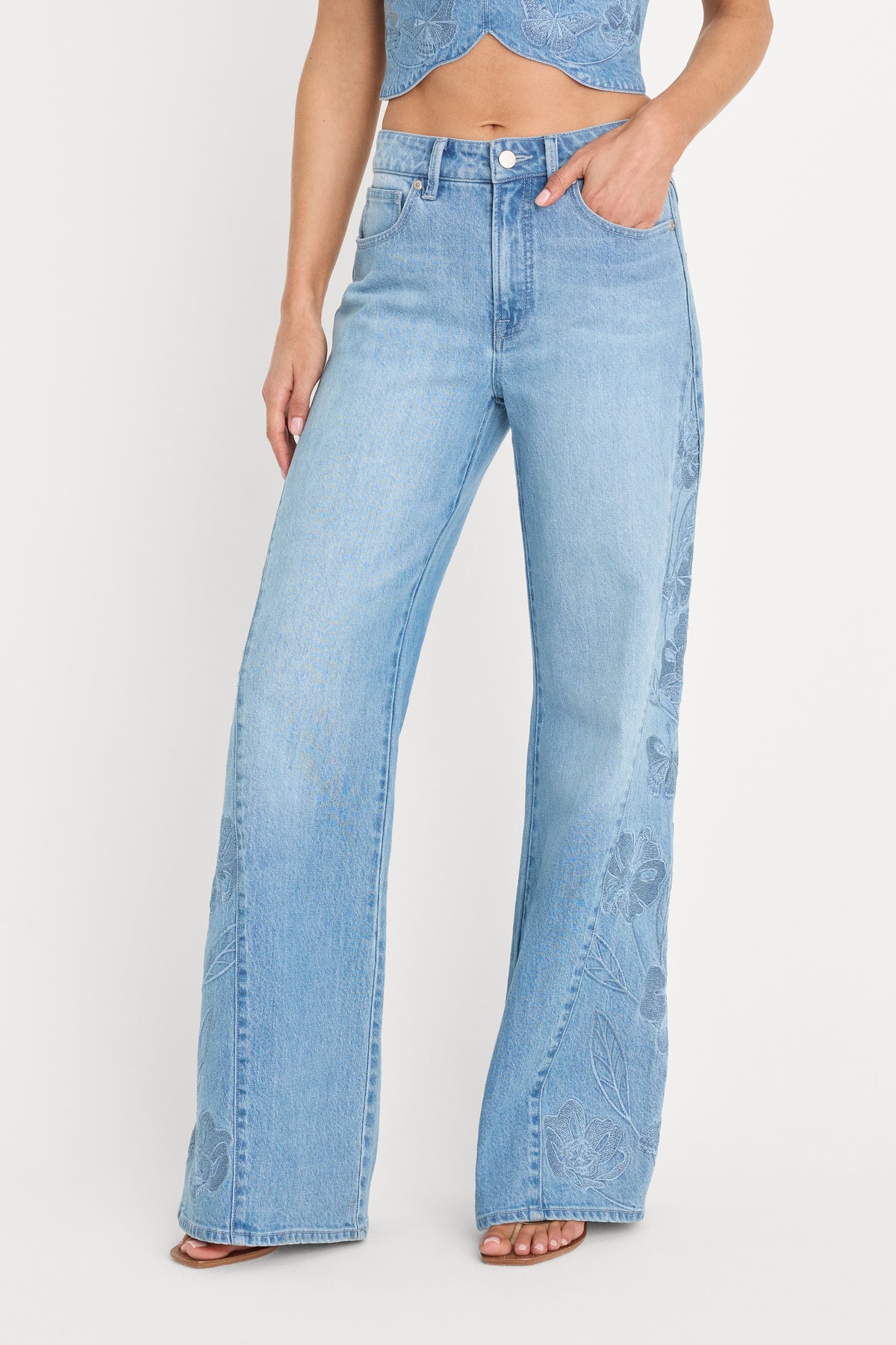 DOLLY JOLEANS EMBROIDERED GOOD WAIST PALAZZO JEANS | INDIGO1202-2 | GOOD AMERICAN | MODEL_A