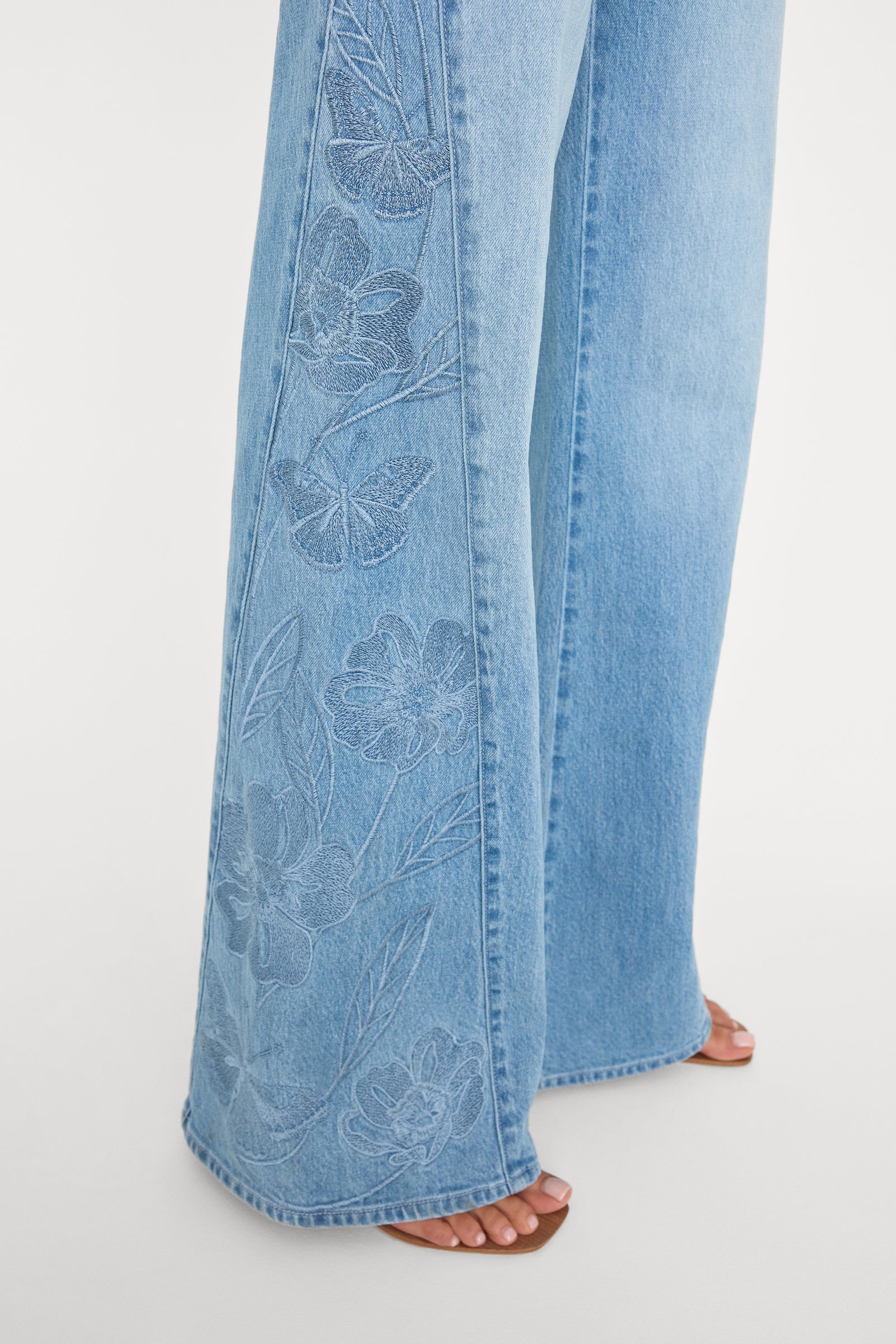 DOLLY JOLEANS EMBROIDERED GOOD WAIST PALAZZO JEANS | INDIGO1202
