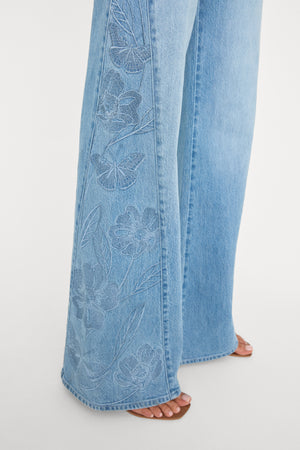 DOLLY JOLEANS EMBROIDERED GOOD WAIST PALAZZO JEANS | INDIGO1202