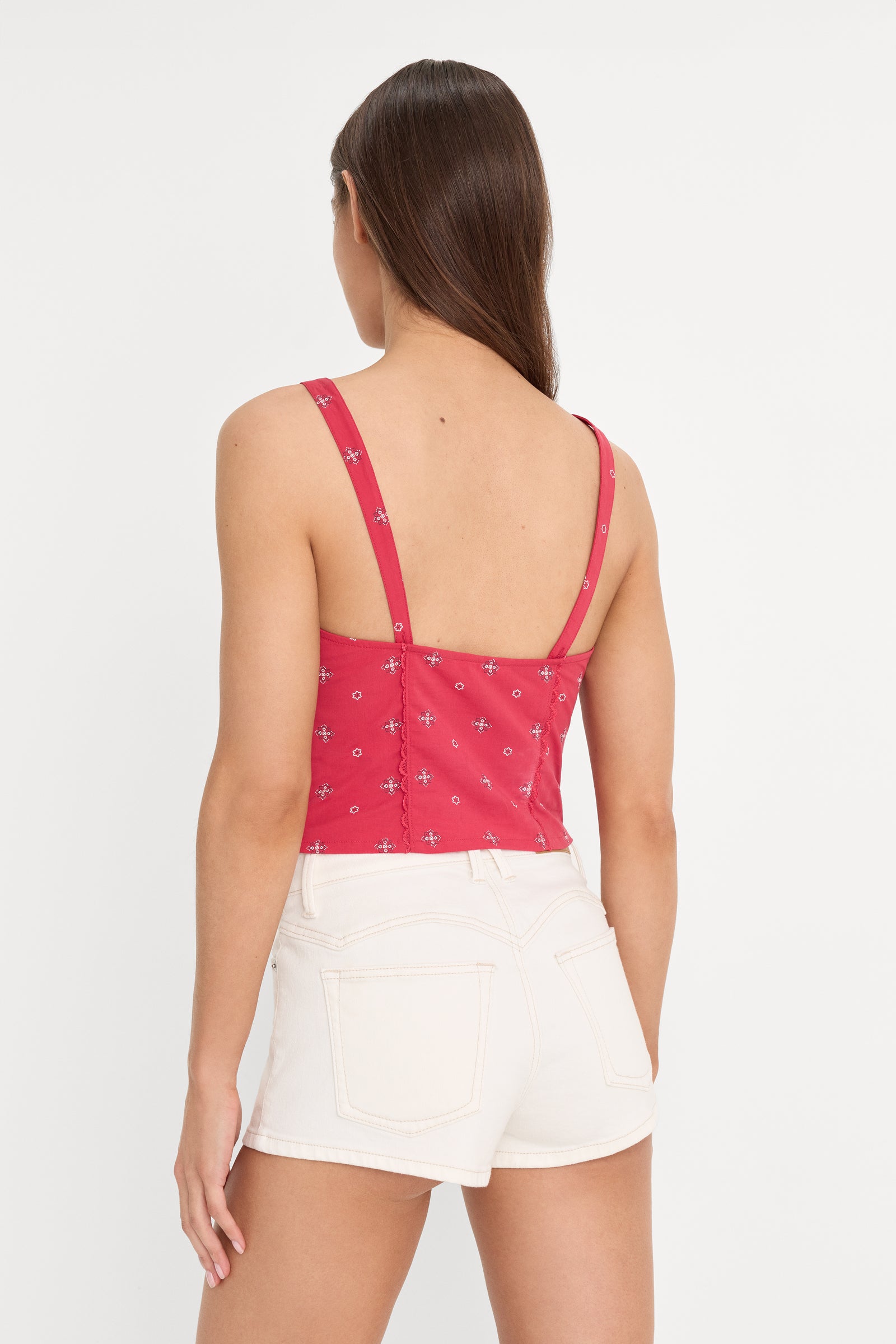 DOLLY LACE UP POPLIN TANK | FLARE BANDANA PRINT