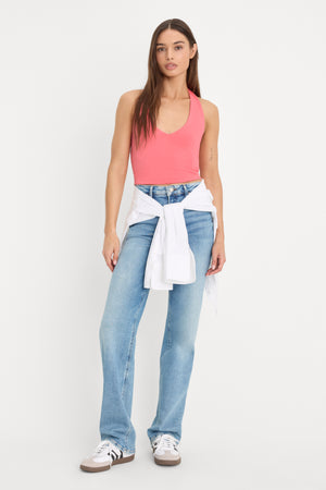 SUPER STRETCH HALTER TANK | CORAL BLOSSOM