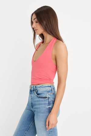 SUPER STRETCH HALTER TANK | CORAL BLOSSOM