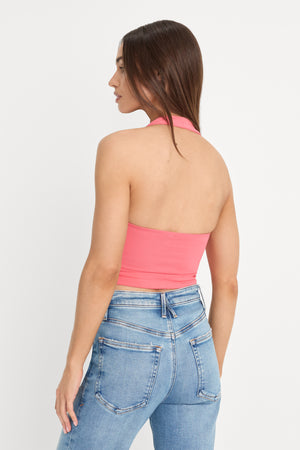 SUPER STRETCH HALTER TANK | CORAL BLOSSOM