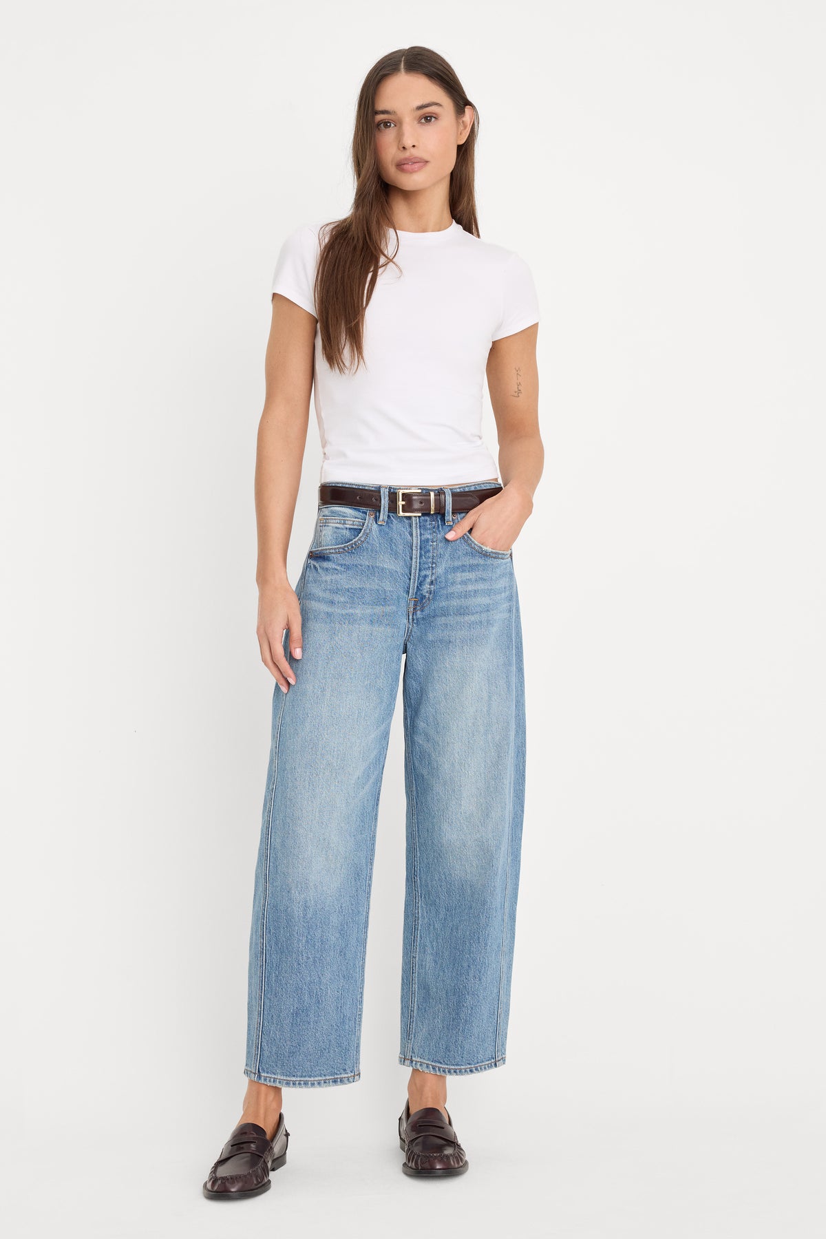 VINTAGE BARREL ANKLE JEANS | INDIGO1350-1 | GOOD AMERICAN | MODEL_A