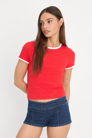 SUPER STRETCH BABY RINGER TEE | FLAMING HOT