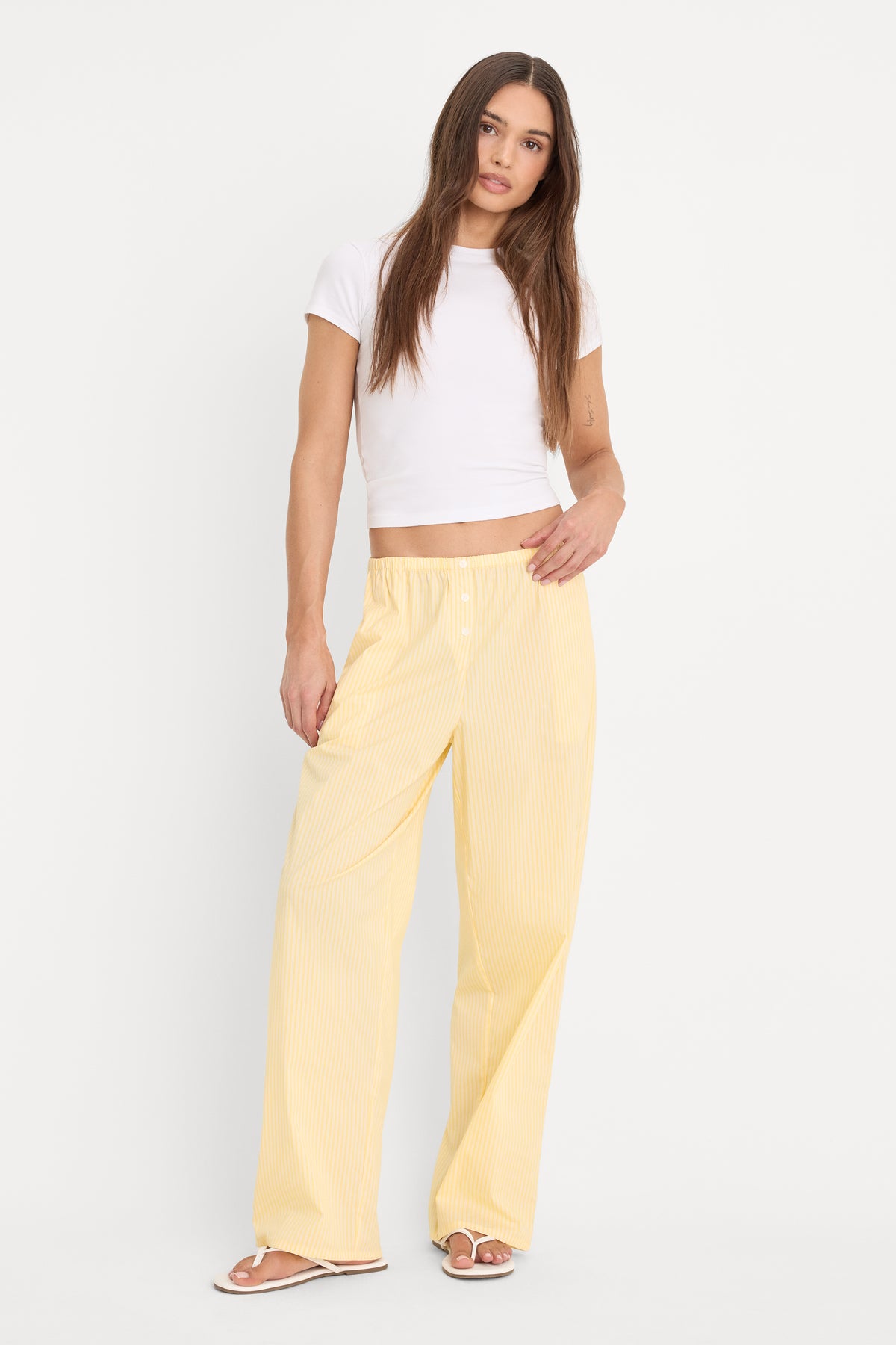 POPLIN PULL ON PANTS | BUTTERBEAM STRIPE-1 | GOOD AMERICAN | MODEL_A