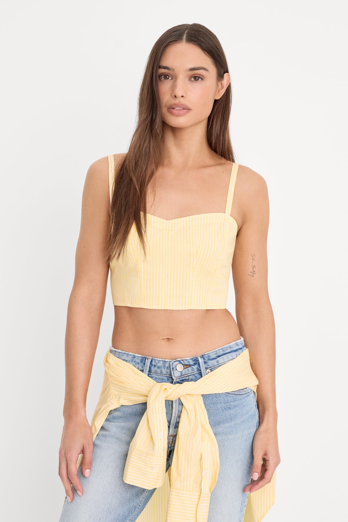 POPLIN BUSTIER CAMI TOP | BUTTERBEAM STRIPE-1 | GOOD AMERICAN | MODEL_A
