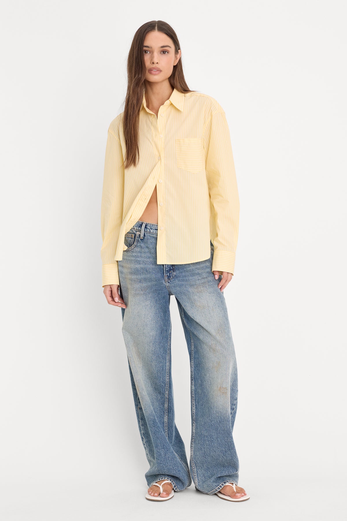 POPLIN CLASSIC BOXY SHIRT | BUTTERBEAM STRIPE-1 | GOOD AMERICAN | MODEL_A