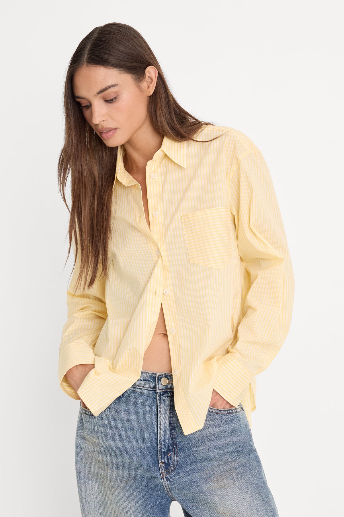 POPLIN CLASSIC BOXY SHIRT | BUTTERBEAM STRIPE-4 | GOOD AMERICAN | MODEL_A