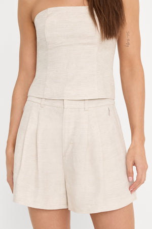 LINEN TROUSER SHORTS | OAT