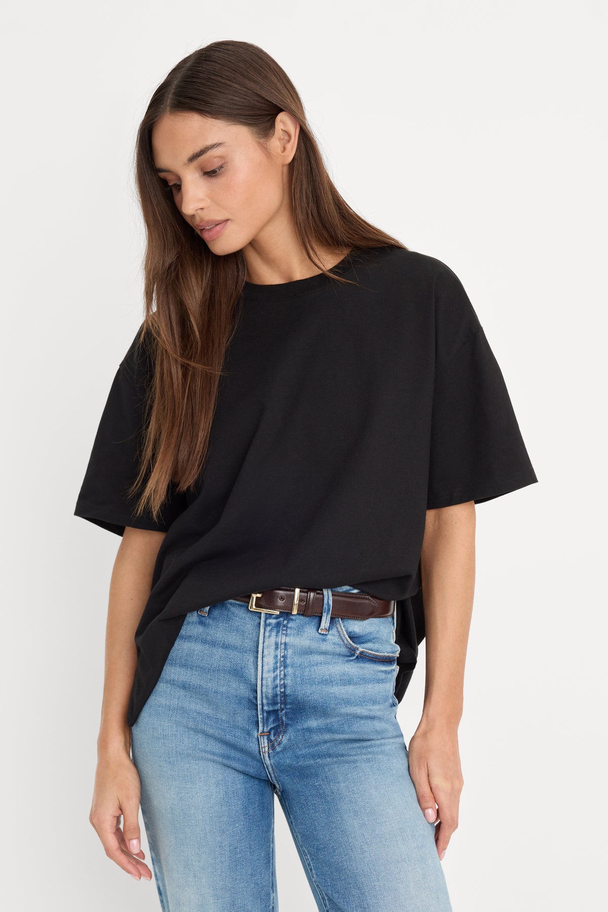 COTTON OVERSIZED TEE | BLACK001-1 | GOOD AMERICAN | MODEL_A