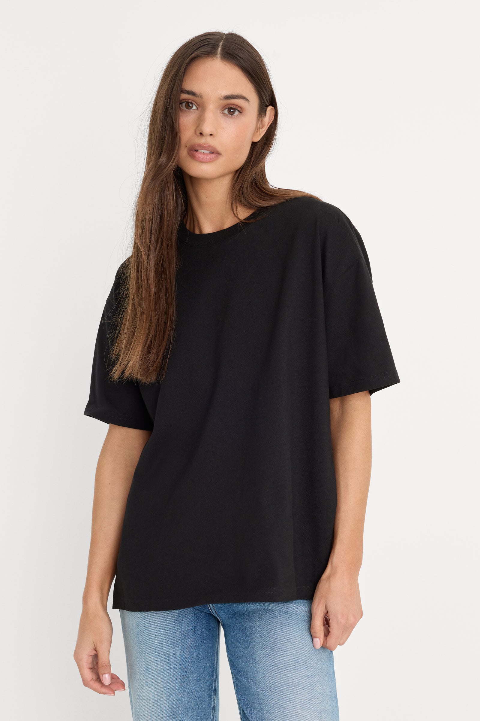 COTTON OVERSIZED TEE | BLACK001