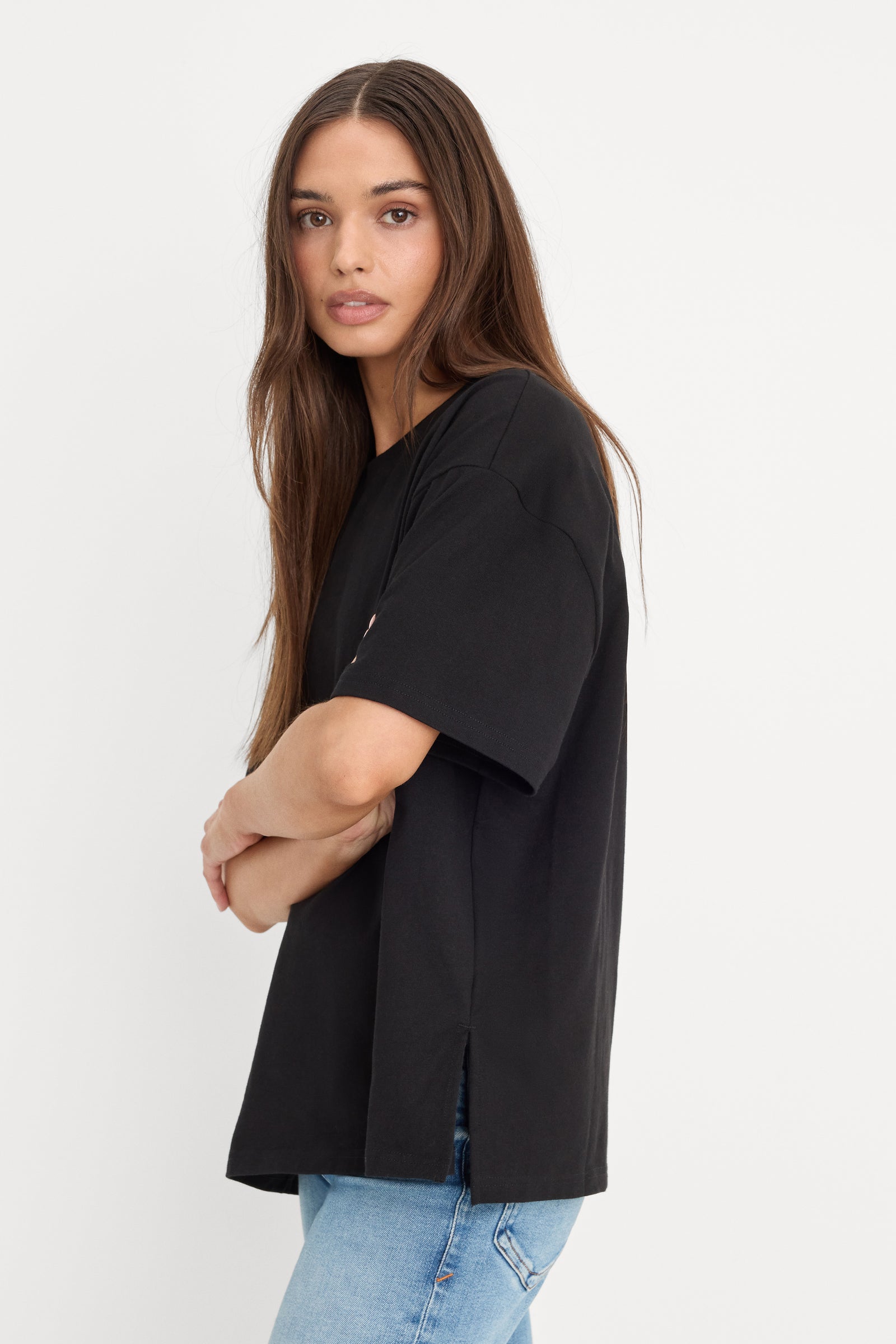 COTTON OVERSIZED TEE | BLACK001