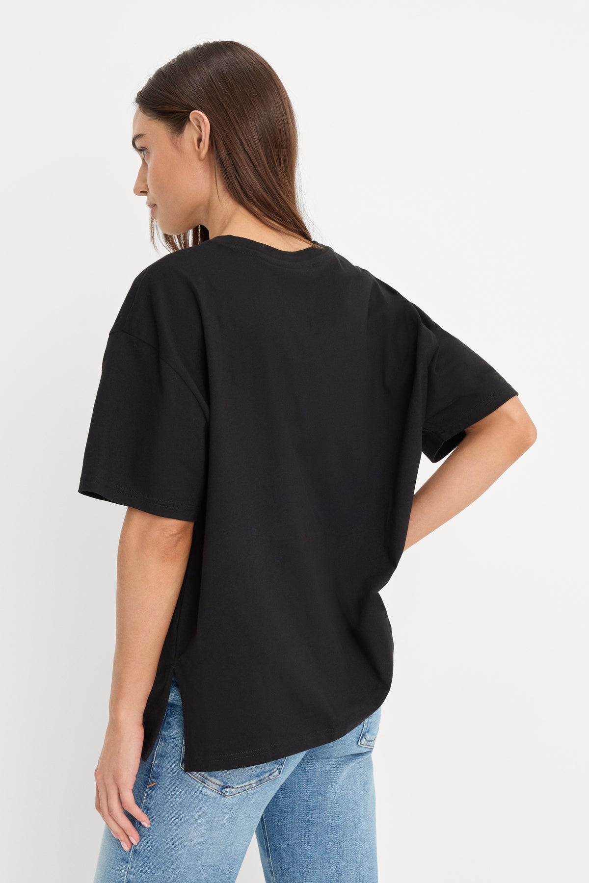 COTTON OVERSIZED TEE | BLACK001