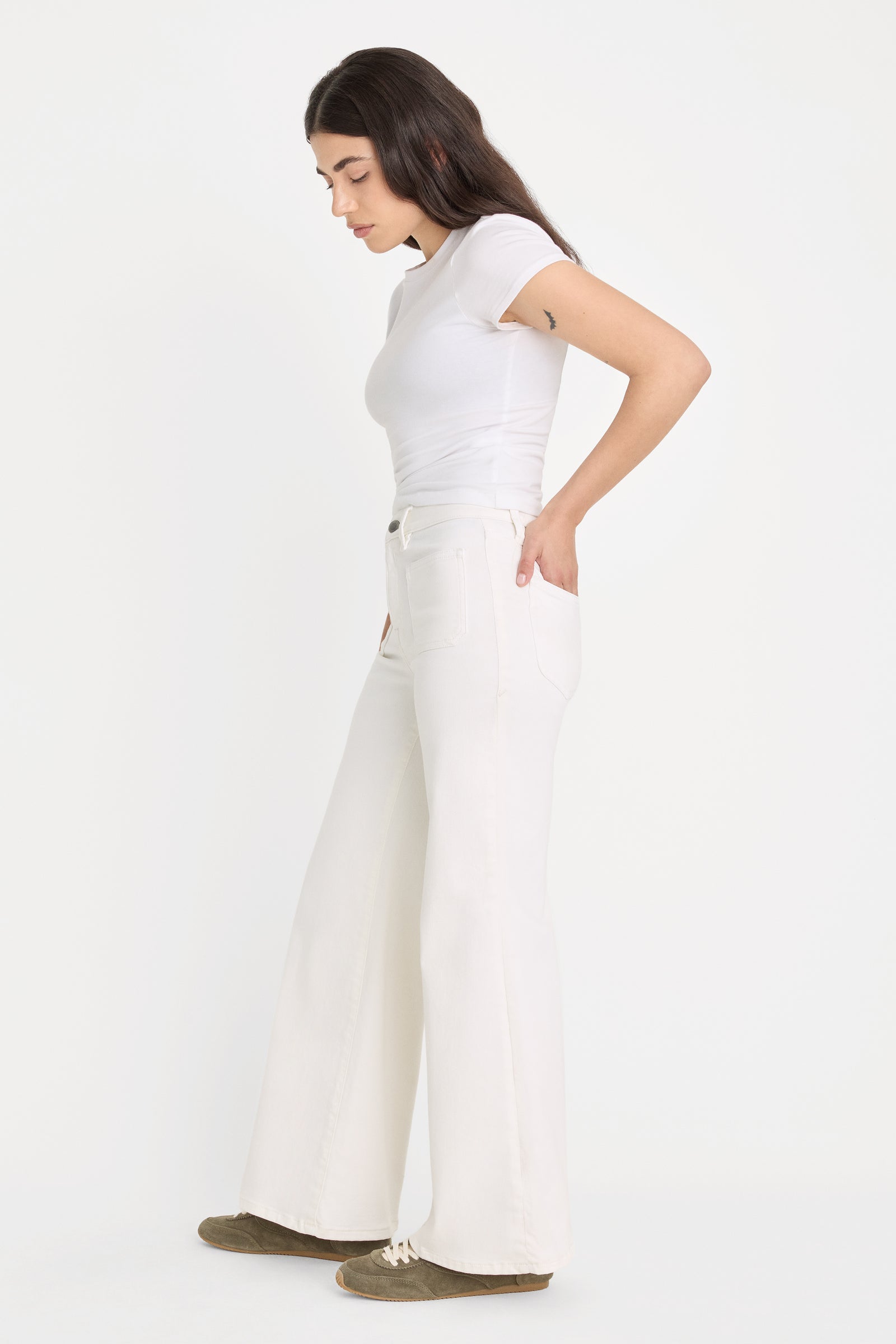GOOD PETITE PALAZZO JEANS | WHITE001