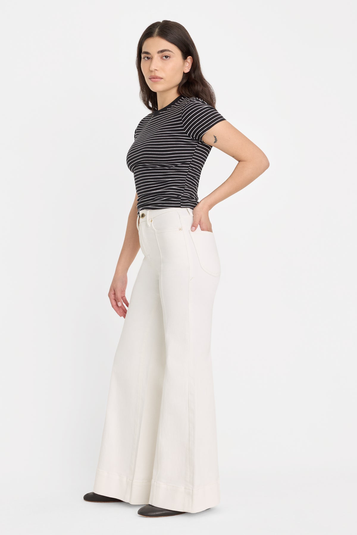 GOOD PETITE PALAZZO JEANS | COTTON WHITE
