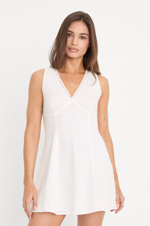 THE EYELET MINI DRESS | WHITE001