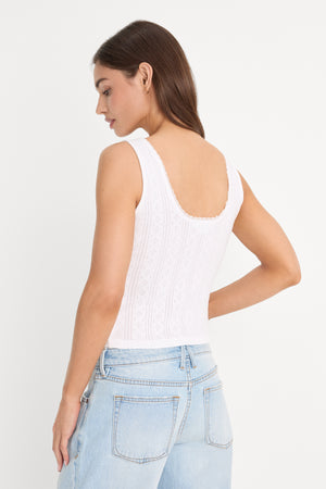 THE POINTELLE BUTTON DOWN TANK | WHITE001