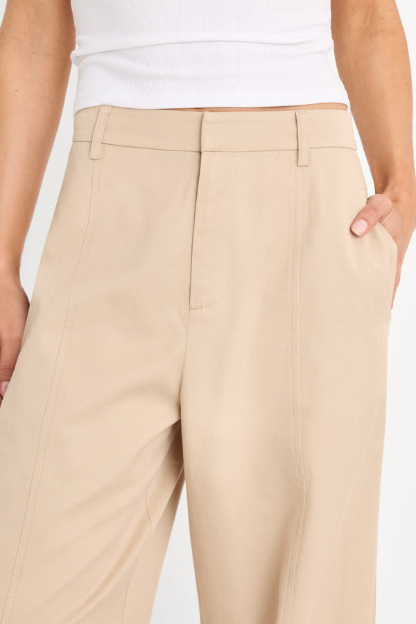 THE SEAMED WIDE LEG TROUSER | LIGHT TAUPE
