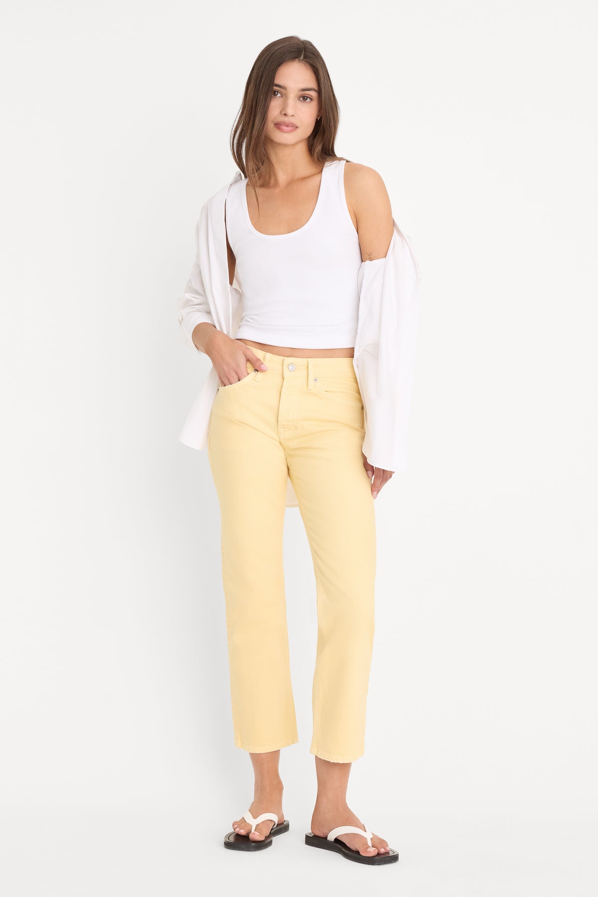VINTAGE STRAIGHT ANKLE JEANS | HONEY-1 | GOOD AMERICAN | MODEL_A