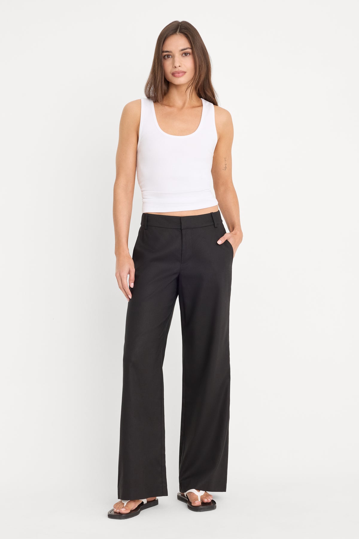 THE WIDE LEG LINEN TROUSER | BLACK-1 | GOOD AMERICAN | MODEL_A