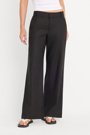 THE WIDE LEG LINEN TROUSER | BLACK