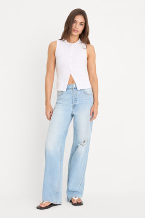 THE RIB SPLAY TOP | WHITE