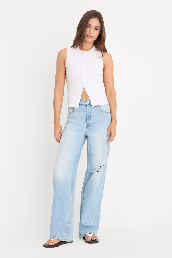 THE RIB SPLAY TOP | WHITE