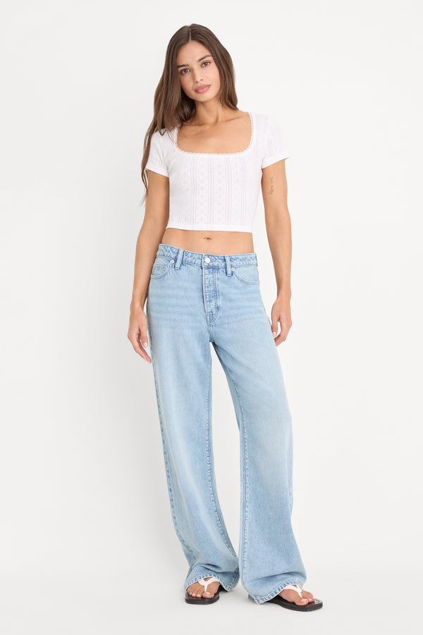 THE POINTELLE SQUARE NECK TOP | WHITE001