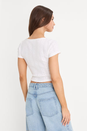 THE POINTELLE SQUARE NECK TOP | WHITE001