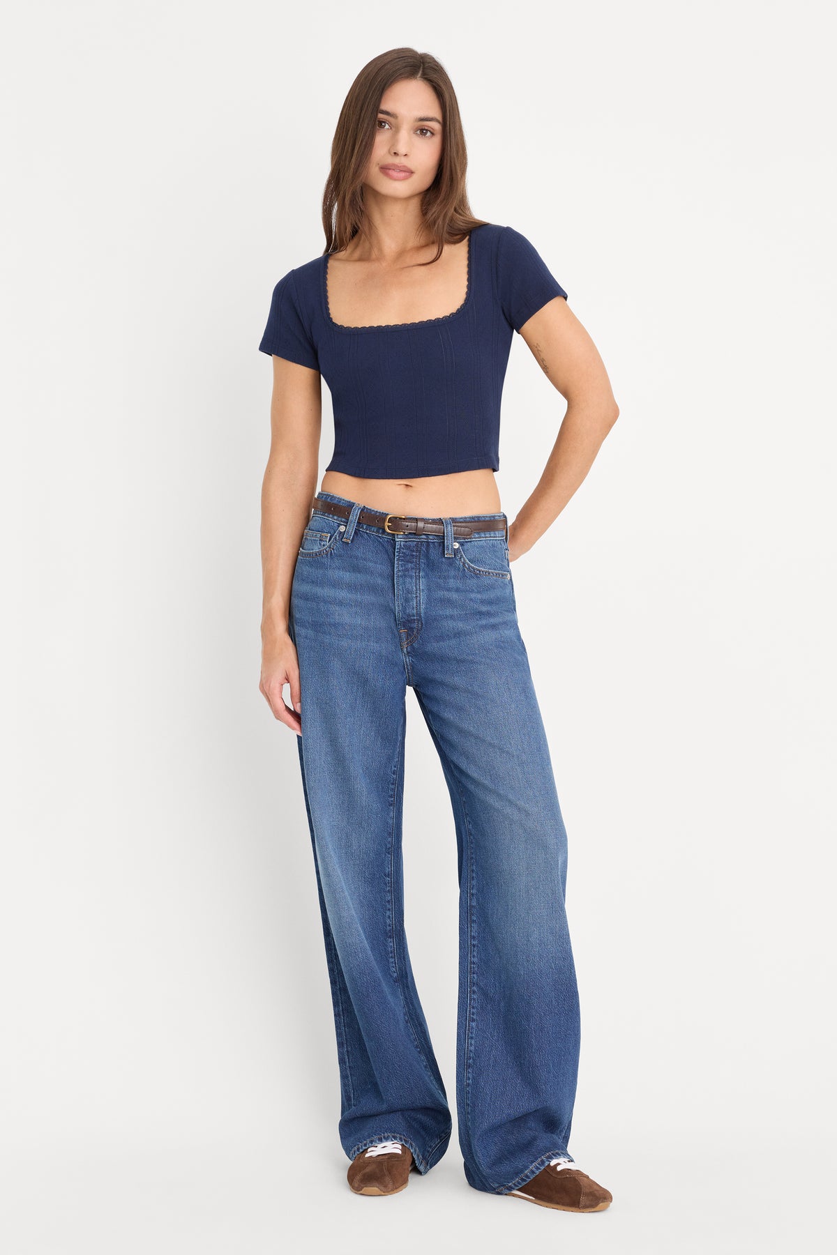 THE POINTELLE SQUARE NECK TOP | HORIZON INK