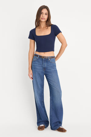 THE POINTELLE SQUARE NECK TOP | HORIZON INK