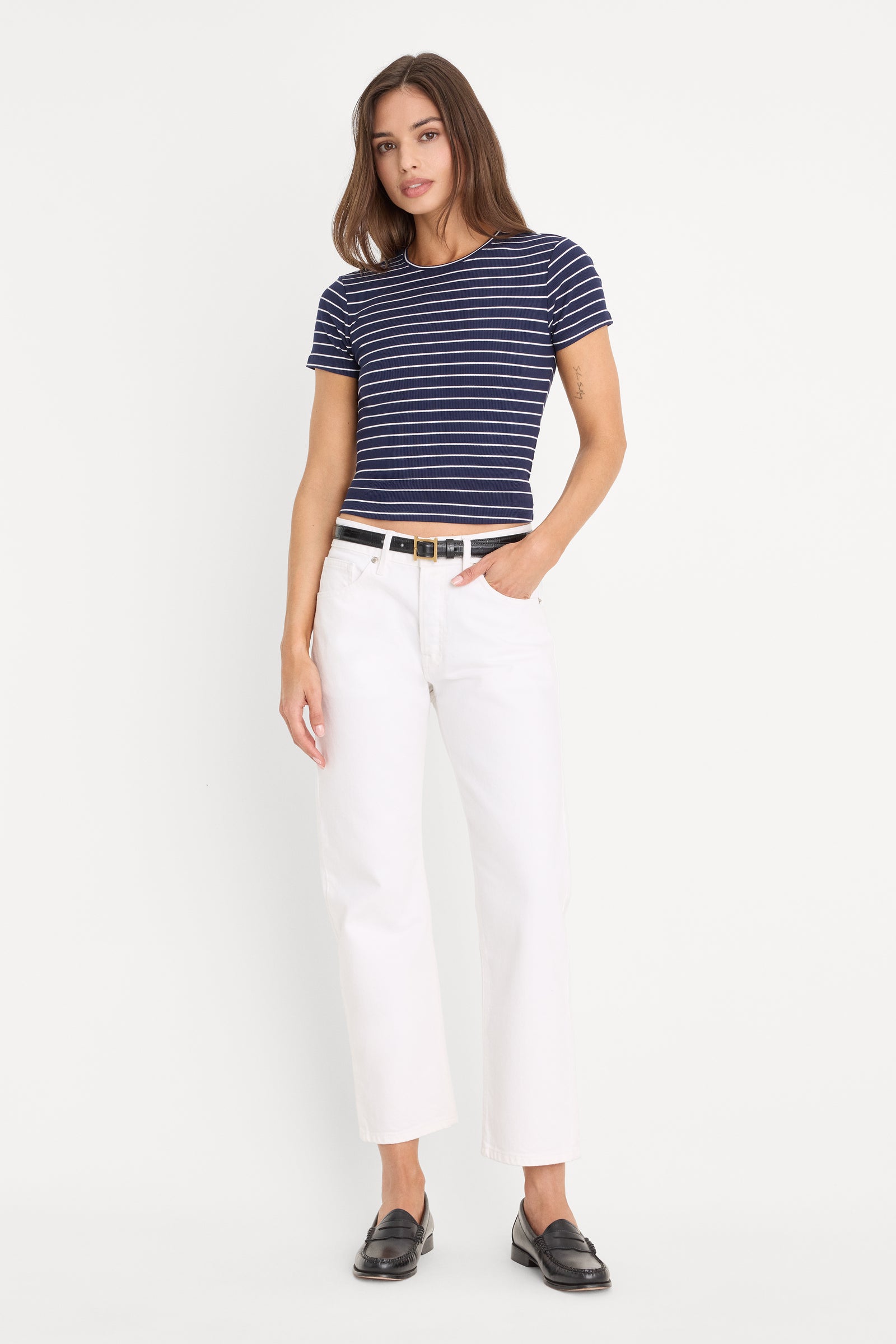 THE RIB BABY TEE | SIMPLE STRIPE HORIZON INK