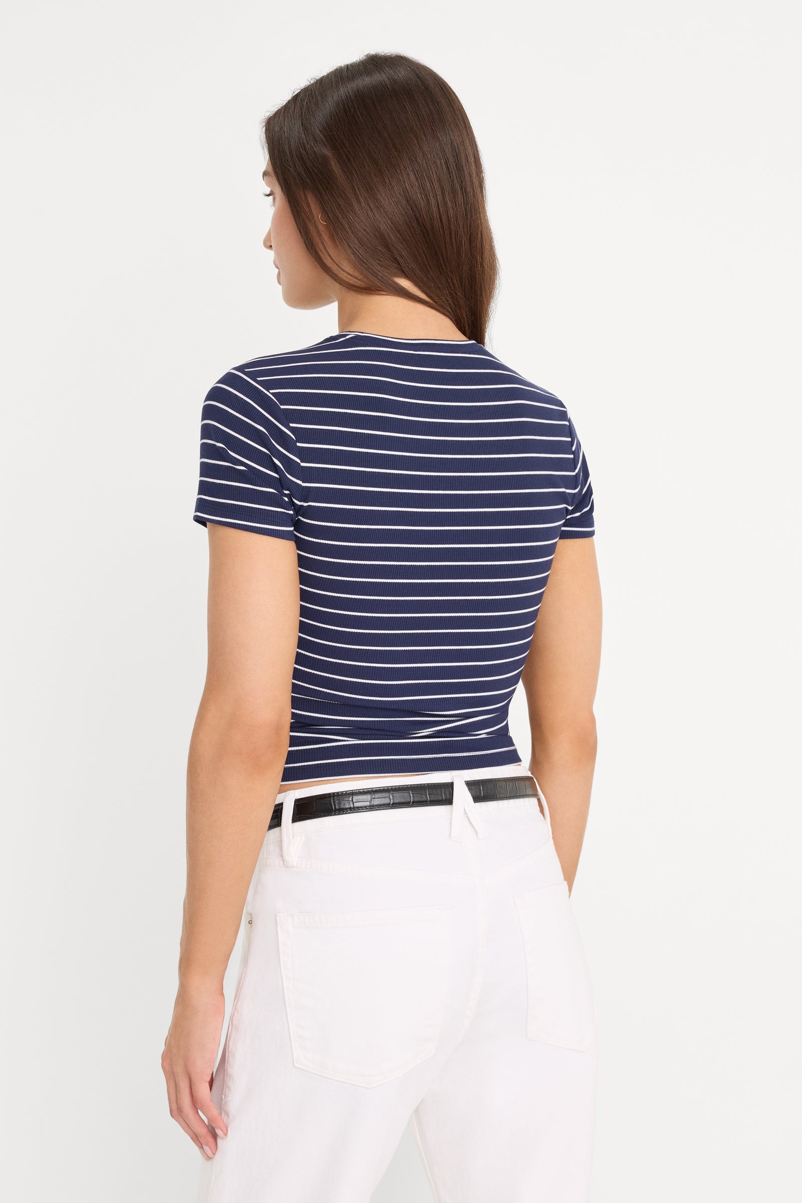 THE RIB BABY TEE | SIMPLE STRIPE HORIZON INK