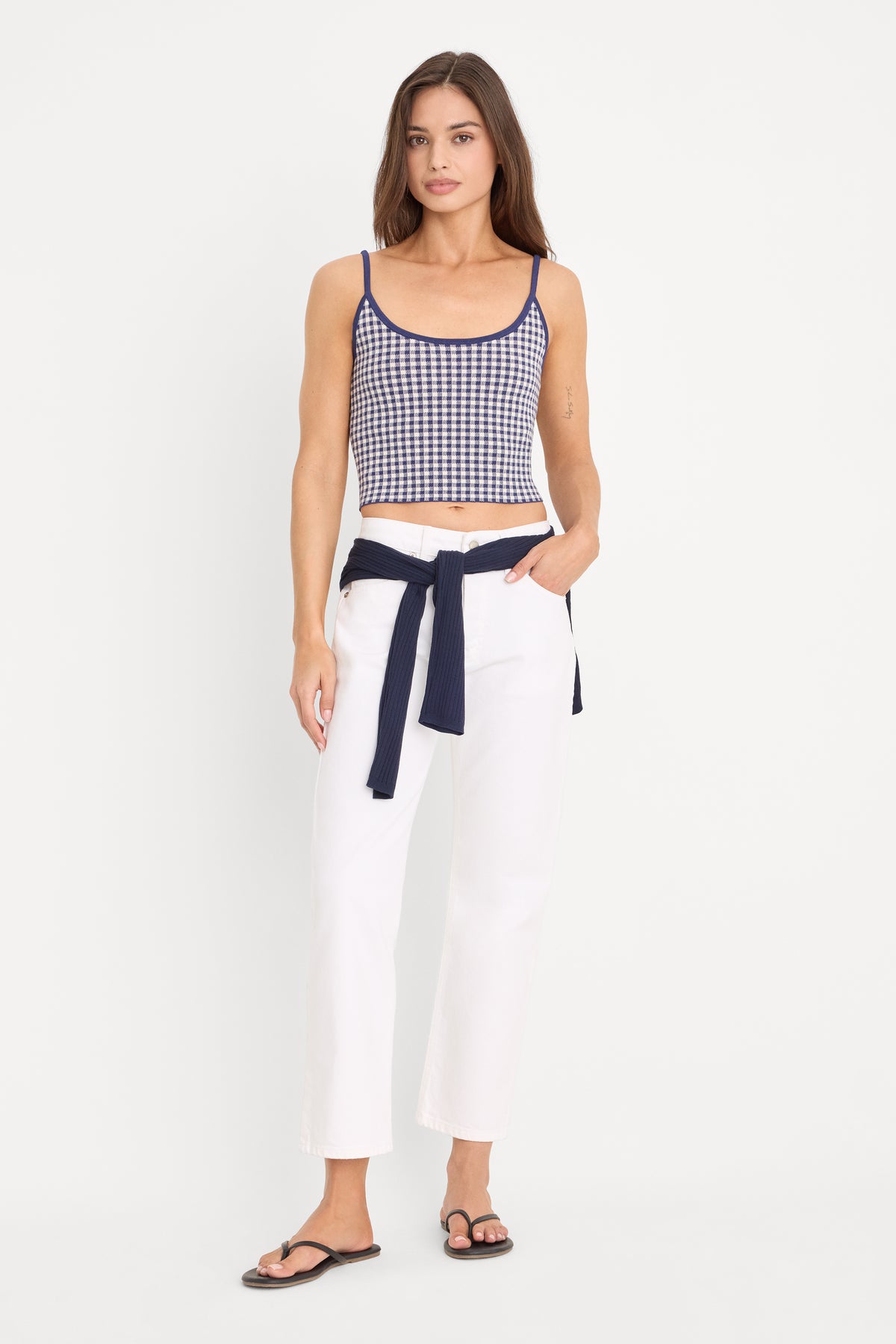 THE KEEPSAKE TANK | NAVY GINGHAM-5 | GOOD AMERICAN | MODEL_A