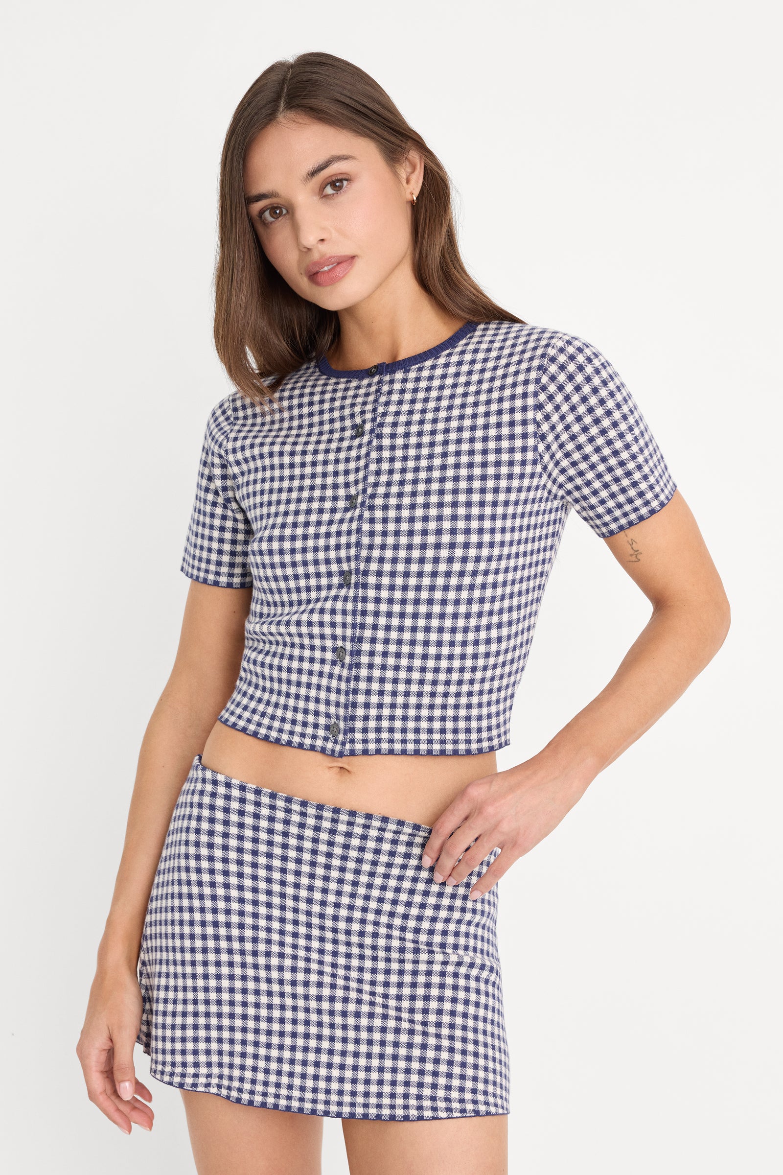 THE KEEPSAKE CARDIGAN | NAVY GINGHAM