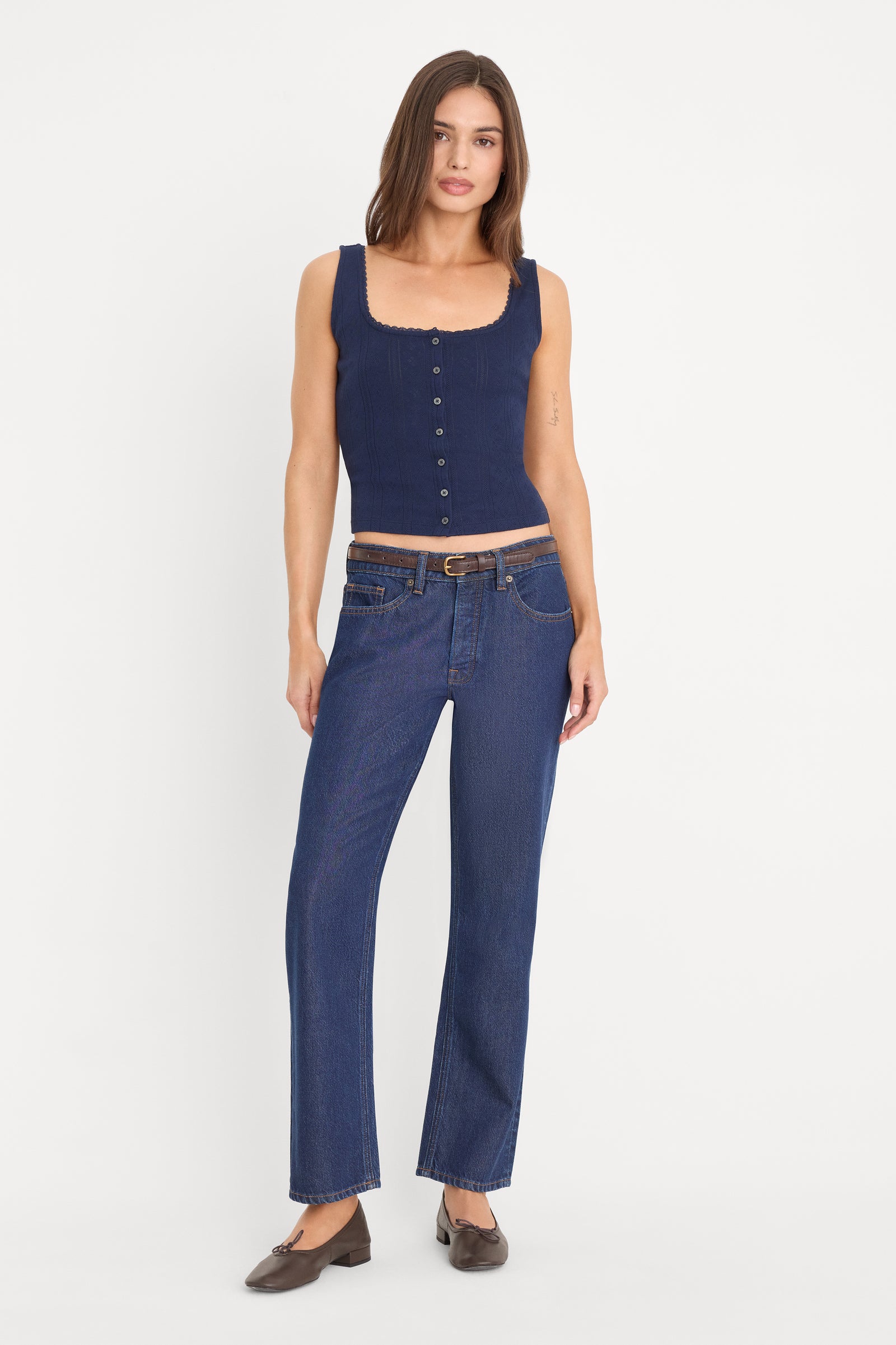 THE POINTELLE BUTTON DOWN TANK | HORIZON INK