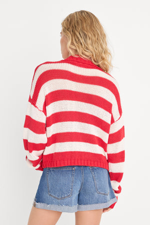THE HARBOR SWEATER | POP RED STRIPE